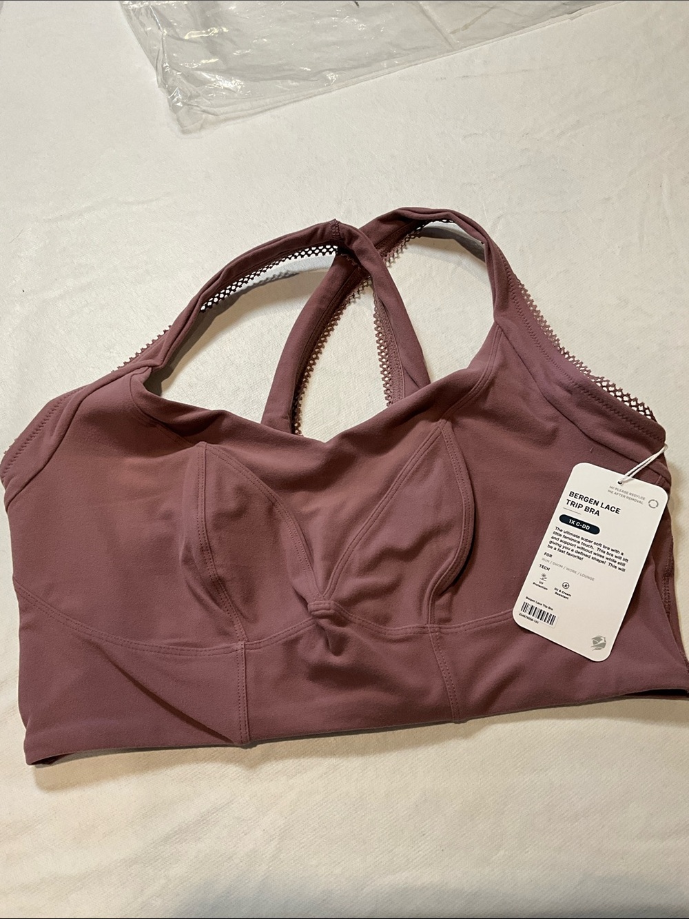 Phoenix Active Crossover Lace Sports Bra No Wires Size 1X C-DD